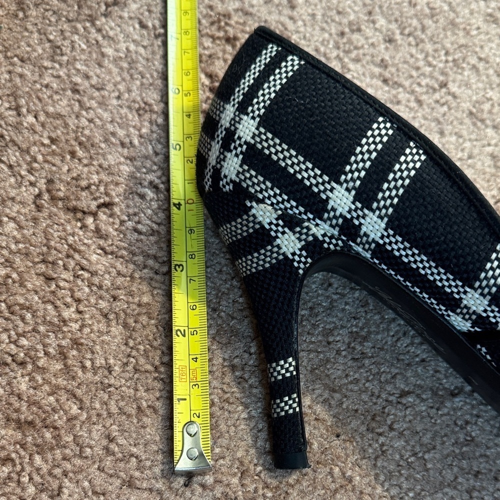 Lela Rose Adorable Black and White Plaid Fabric Peep-Toe Heels Size 8 - Picture 9 of 11